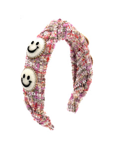 TWEED SMILEY FACE HEADBAND