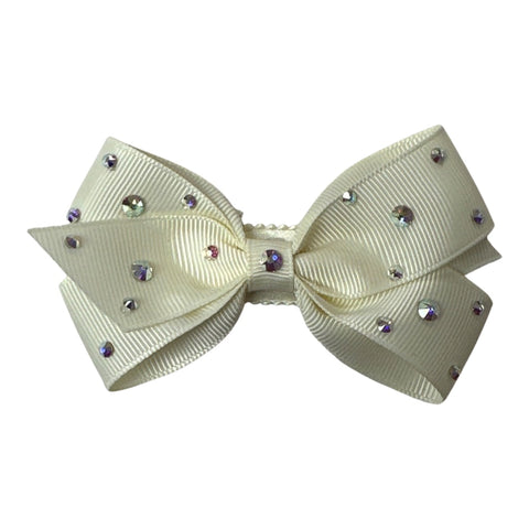 GROGRAIN BOW W/ RHINESTONES