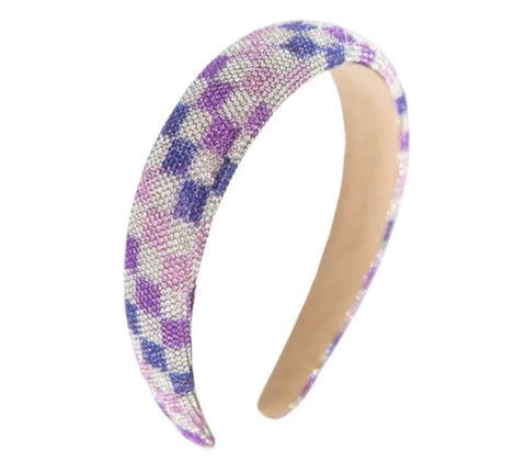 FULLY CRYSTAL CHECKERED HEADBAND