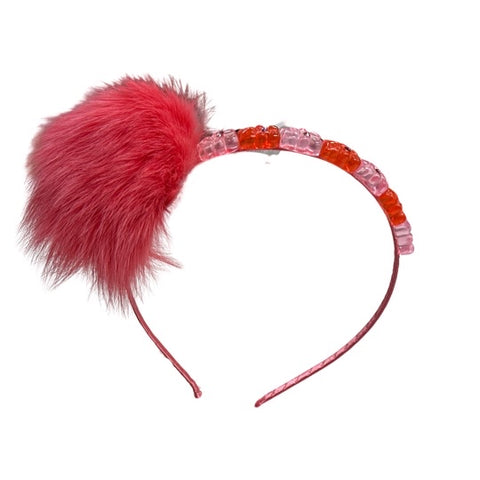 FUR POM POM GUMMY BEAR HEADBAND